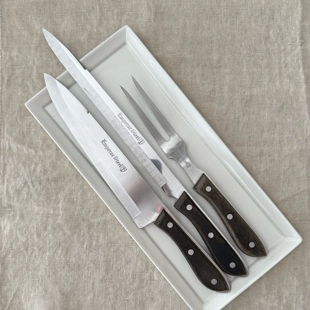 VTG | Emperor Stainless Steel Carving Set with Wood Handles